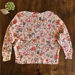 Luisa Ricci | Italian Floral Dolman Sleeve Open Knit Sweater Cottagecore, Size S